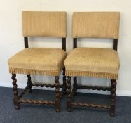 A pair of Continental hall chairs with stretcher b