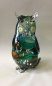 MURANO: A massive glass figure of an owl in seated