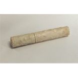 An 18th Century ivory needle case of cylindrical f