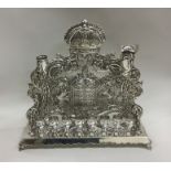 A massive Jewish silver menorah / hanukiah cast wi