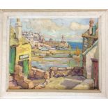 GILBERT GEE: A framed oil on board depicting a Cor