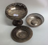 An Edwardian silver sweet dish together with an ar