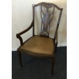 An attractive Victorian inlaid dining chair. Est.