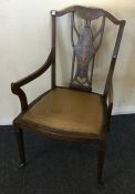 An attractive Victorian inlaid dining chair. Est.