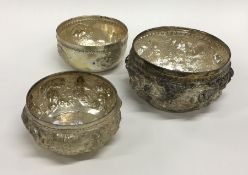 An Indian silver bowl together with Continental si