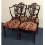 A set of four Victorian inlaid shell back dining c