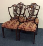 A set of four Victorian inlaid shell back dining c