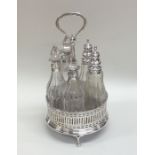 A good quality five bottle silver mounted cruet se