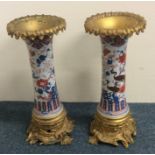 A good pair of brass vases / lamp bases of Chinese