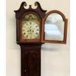 A Georgian mahogany grandfather clock with painted