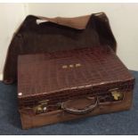 A good crocodile skin vanity case with fitted inte