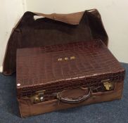 A good crocodile skin vanity case with fitted inte