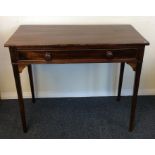 An Antique mahogany single drawer side table. Est.