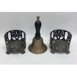 A pair of stylish WMF pewter bottle coasters toget