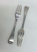 A pair of Antique silver three prong forks of OE p
