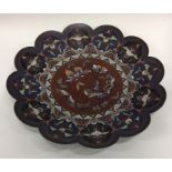 A cloisonné shallow dish attractively decorated wi