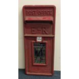 A cast iron Post Office 'E II R' red painted lette