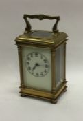 A good brass mounted carriage clock with fluted co