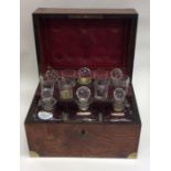 A good quality brass mounted travelling spirit set