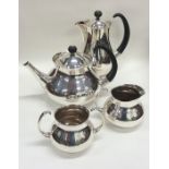 A stylish silver plated four piece tea service wit