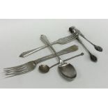 A small silver christening set together with other