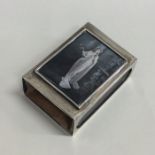 An attractive silver and enamel matchbox case deco