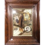 An oak framed and glazed collage of Military desig