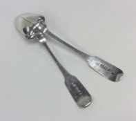 A large Georgian Irish silver rat tail spoon toget