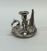 A Victorian silver miniature chamber stick and snu