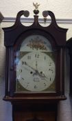 An oak grandfather clock with rosewood inlay and p