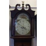 An oak grandfather clock with rosewood inlay and p