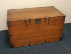 A large brass mounted Military trunk. Est. £60 - £