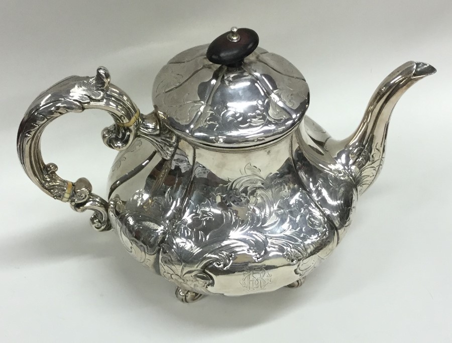 An attractive Victorian engraved silver teapot on - Image 2 of 2