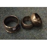 A group of three silver napkin rings. Approx. 56 g