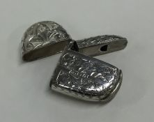 An unusual double hinged oval Victorian silver ves