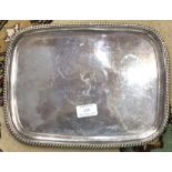 A good Georgian silver plated tray with gadroon ri