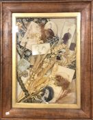An oak framed and glazed collage of Military desig