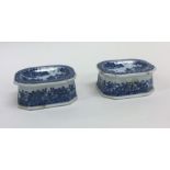 A pair of Nanking Chinese blue and white trencher