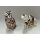 A Royal Crown Derby model of a seated cat decorate