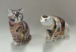 A Royal Crown Derby model of a seated cat decorate