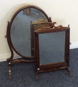 Two Antique mahogany toilet mirrors. Est. £20 - £3