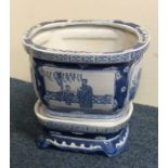 A 20th Century Chinese blue and white jardiniere o