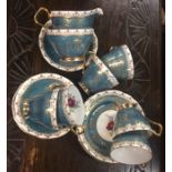 A Windsor blue and gilt tea service decorated with