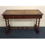 An early Victorian writing desk with barley twist