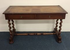 An early Victorian writing desk with barley twist