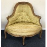 A Continental corner chair upholstered in yellow.