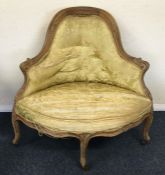 A Continental corner chair upholstered in yellow.