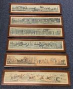 An unusual set of six framed and glazed hunting pr