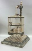 An unusual Antique ivory model of a birdcage with