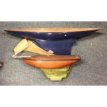 Two wooden pond yachts with teak decks. Est. £25 -